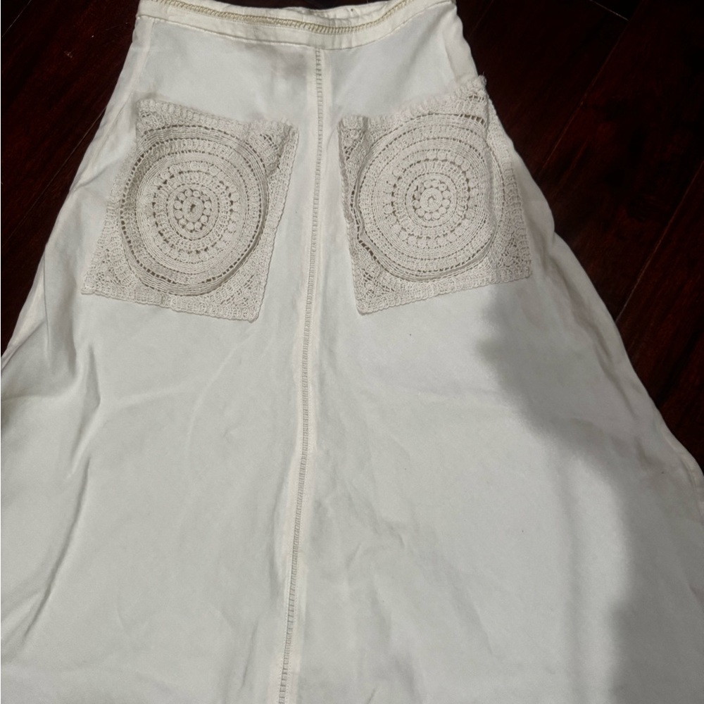 Zara  Limited Addition Crochet Pocket Maxi Linen Skirt - Picture 6 of 13